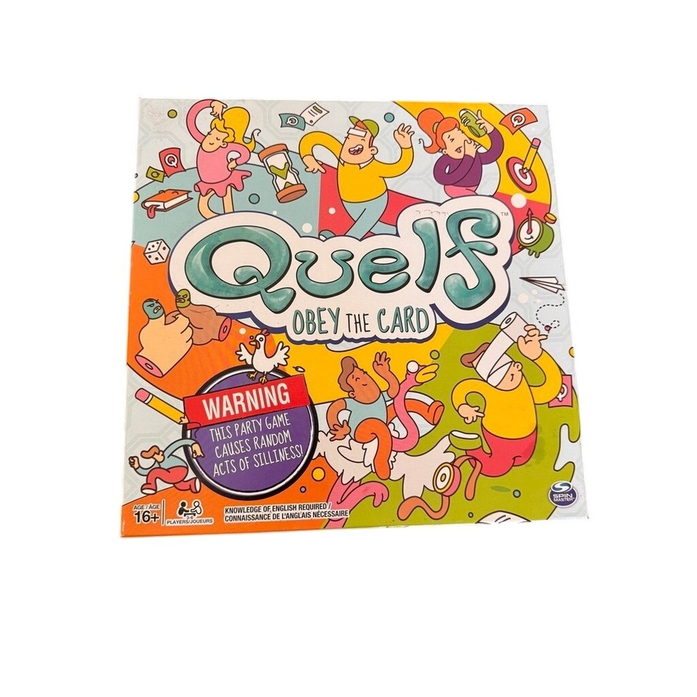 Quelf Obey The Card Unpredictable Party Board Game Spin Master 20089939 Open Box